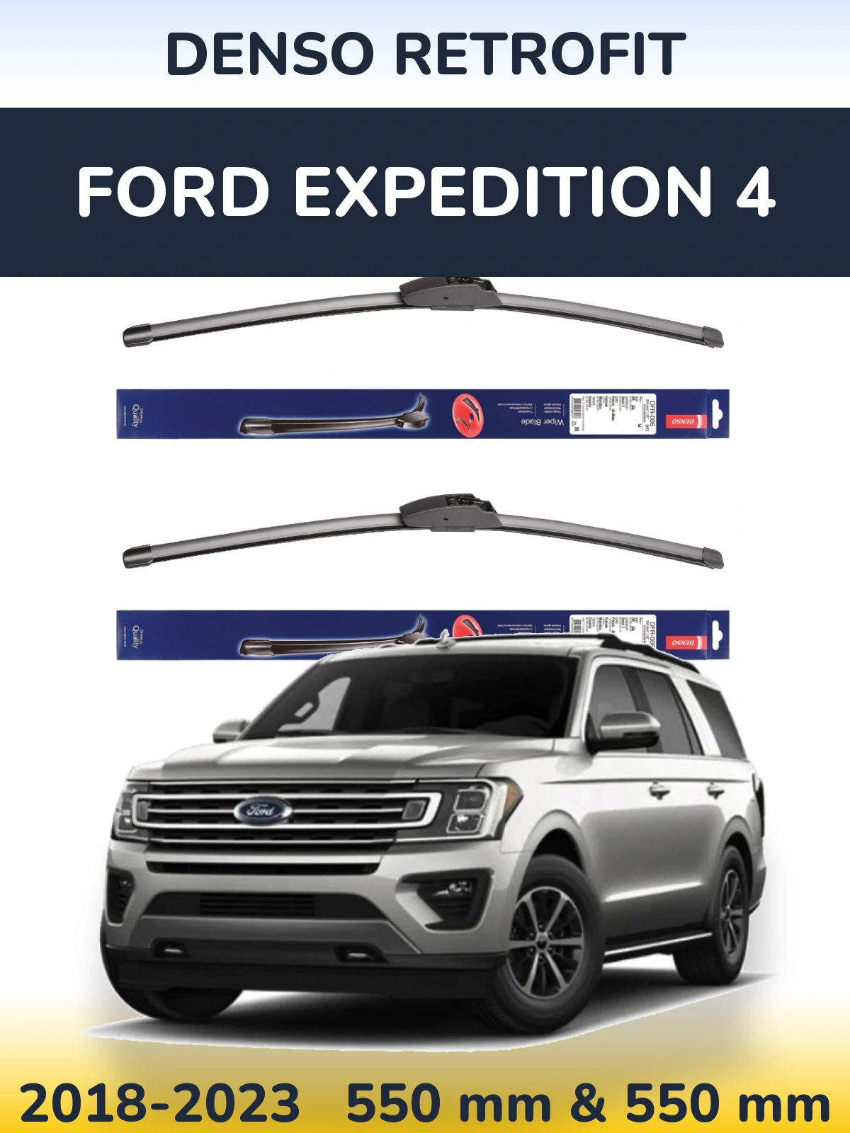 Комплект передних дворников Denso Retrofit 550 & 550 мм для Ford Expedition 4 2018-2023