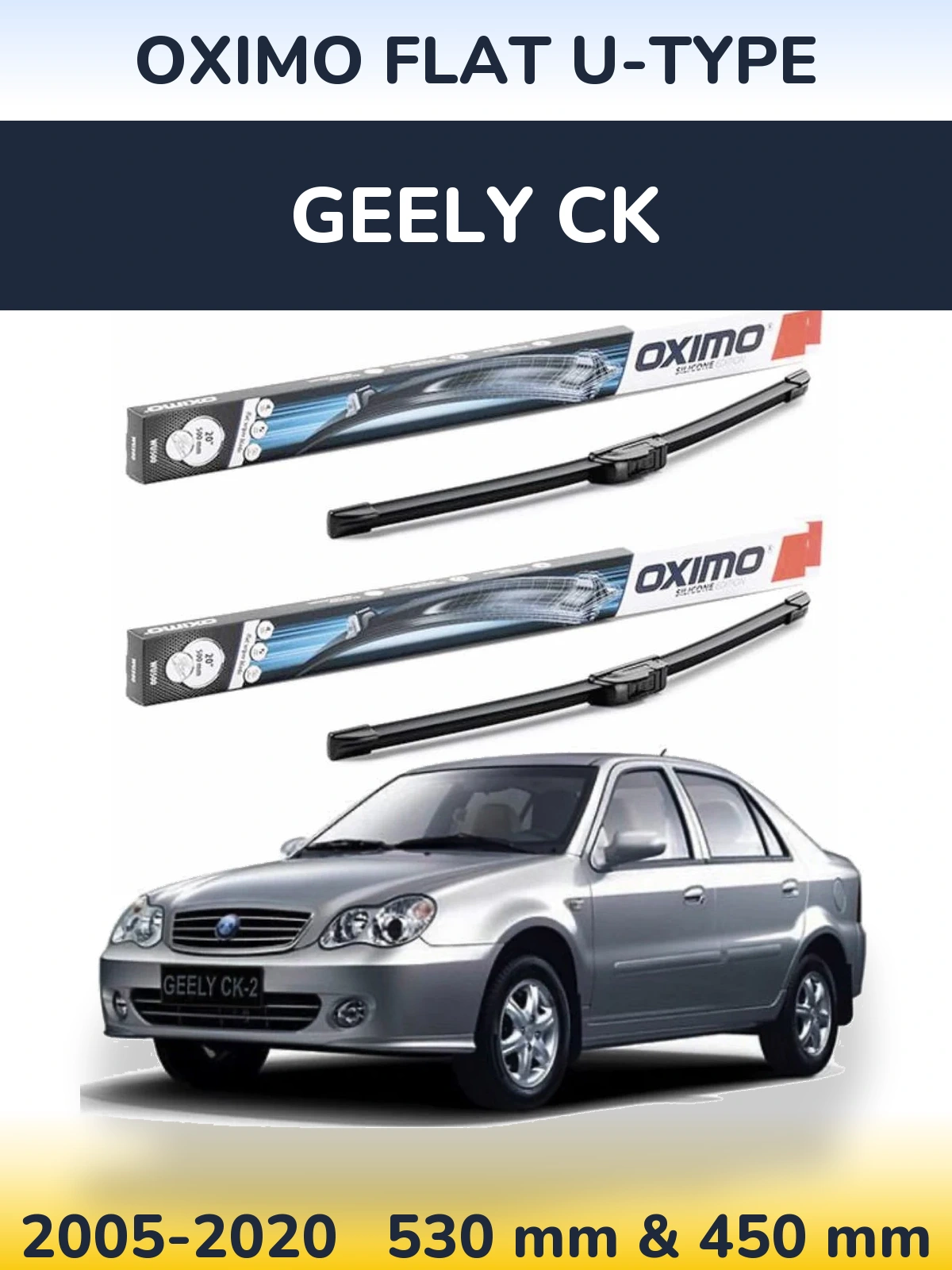 Komplet przednich wycieraczek Oximo Flat U-type 530 & 450 mm do Geely CK 2005-2020