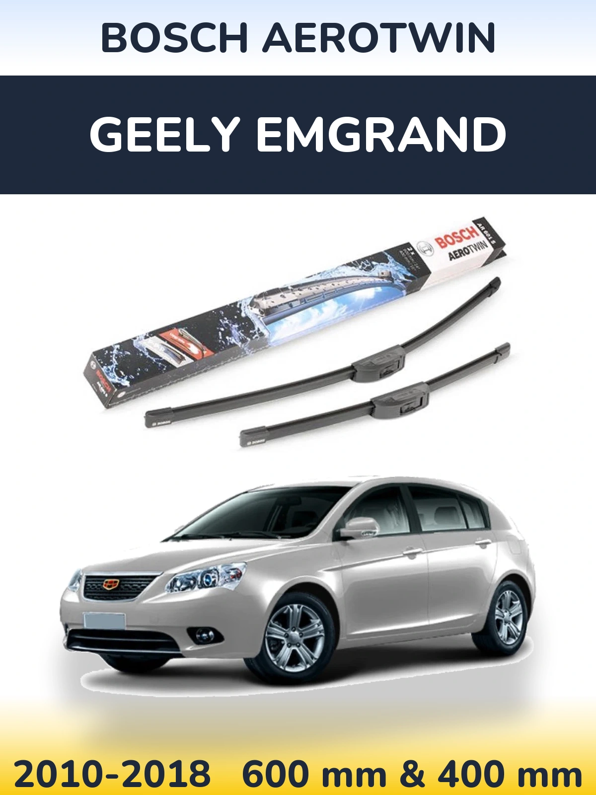Комплект передних дворников BOSCH AeroTwin 600 & 400 мм для Geely Emgrand 2010-2018