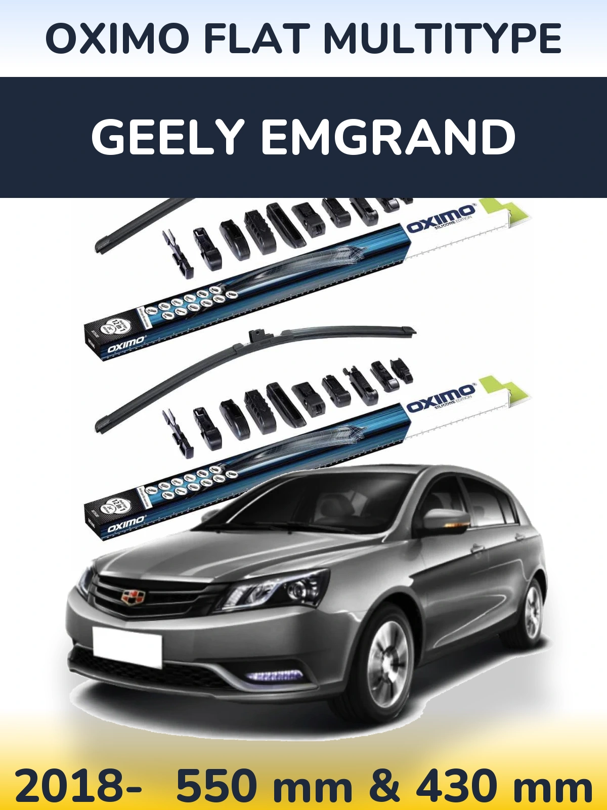 Komplet przednich wycieraczek Oximo Flat MultiType 550 & 430 mm do Geely Emgrand 2018-2026