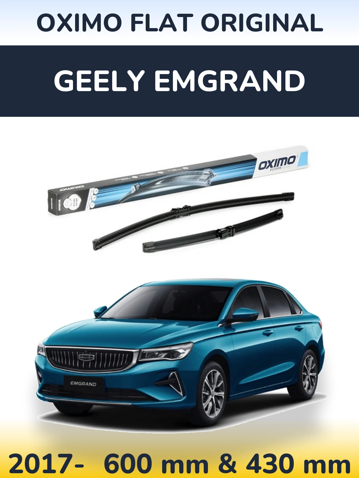 Komplet przednich wycieraczek Oximo Flat Original 600 & 400 mm do Geely Emgrand 2017-2026