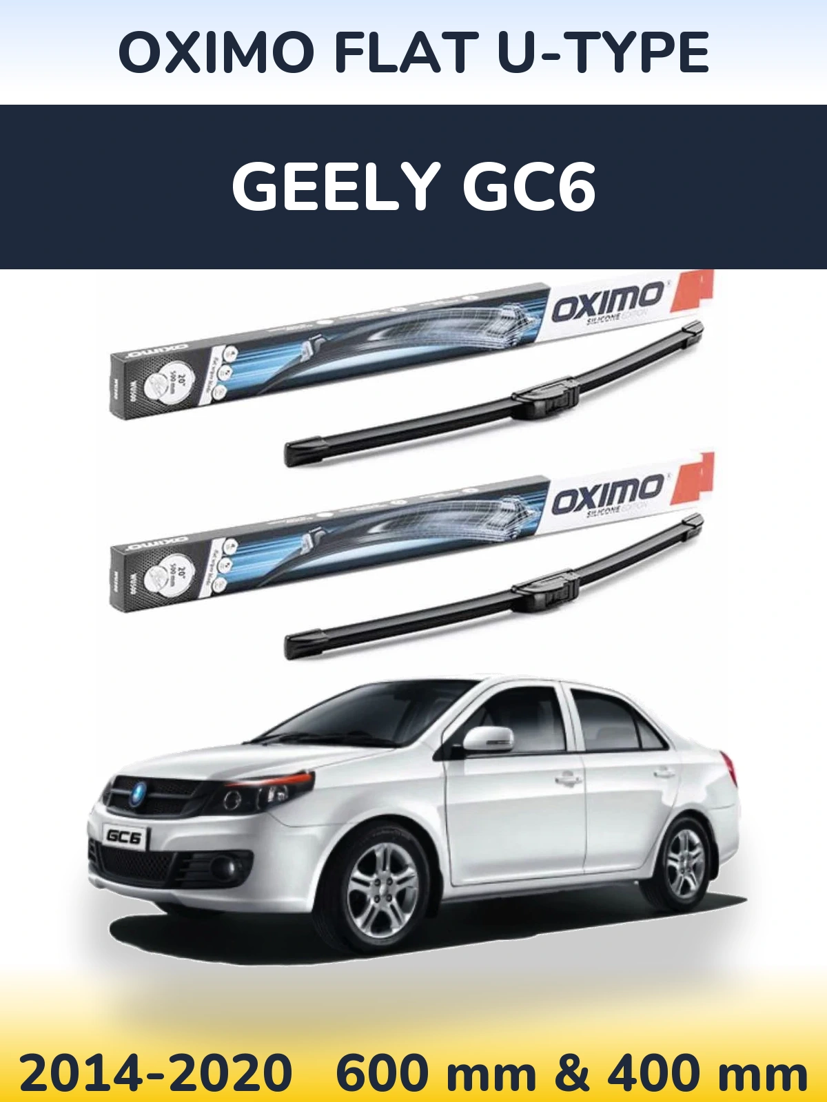Komplet przednich wycieraczek Oximo Flat U-type 600 & 400 mm do Geely GC6 2014-2020