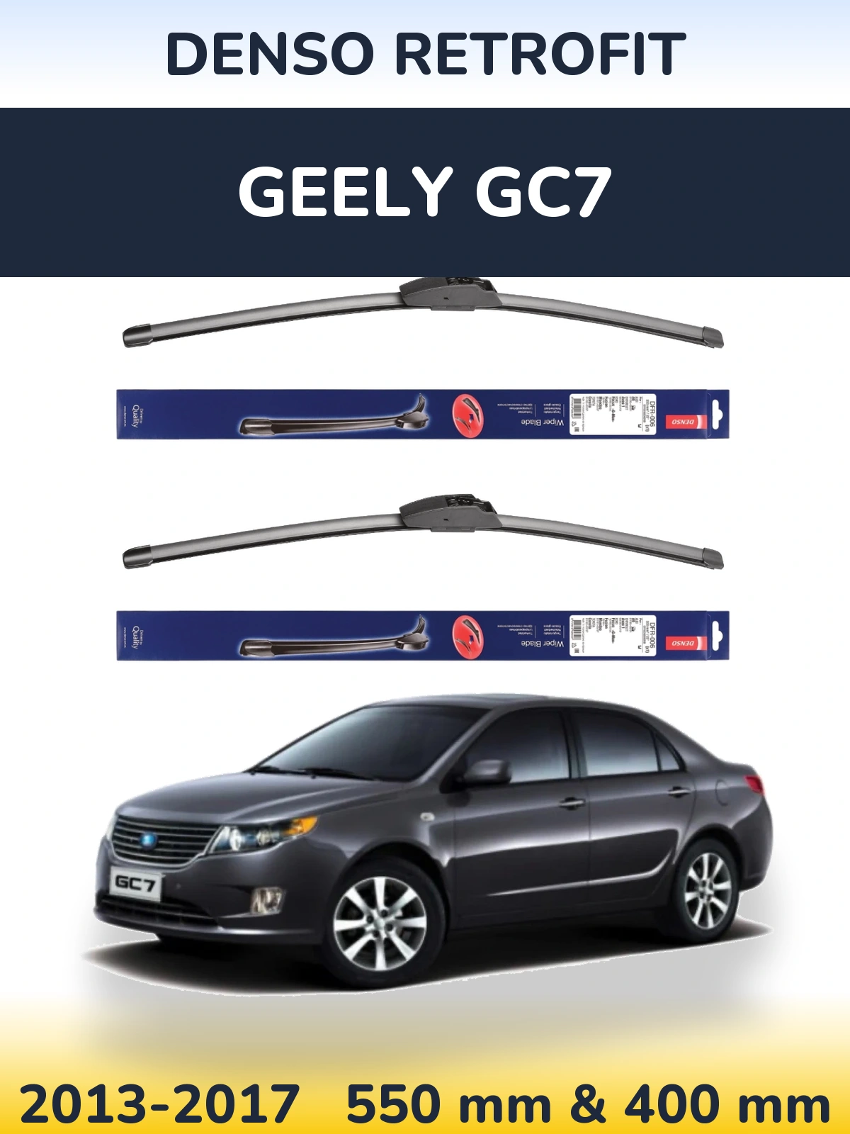 Komplet przednich wycieraczek Denso Retrofit 550 & 400 mm do Geely GC7 2013-2017