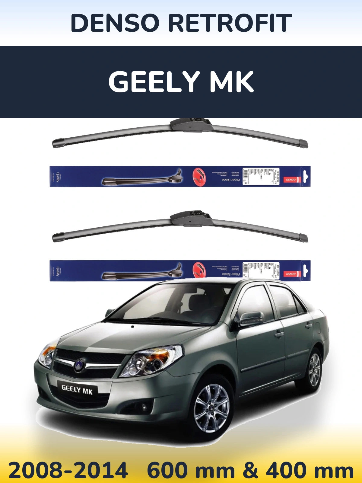 Front wiper blade set Denso Retrofit 600 & 400 мм for Geely MK 2008-2014