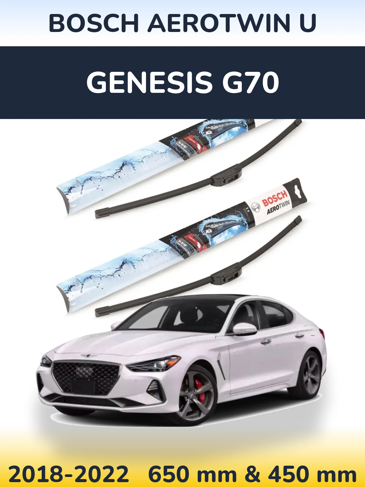 Komplet przednich wycieraczek BOSCH AeroTwin U 650 & 450 mm do Genesis G70 2018-2022