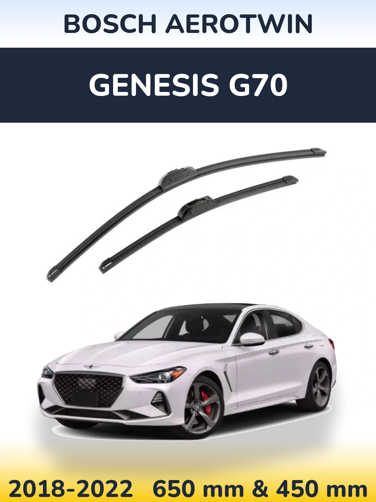 Front wiper blade set BOSCH AeroTwin 650 & 450 мм for Genesis G70 2018-2022