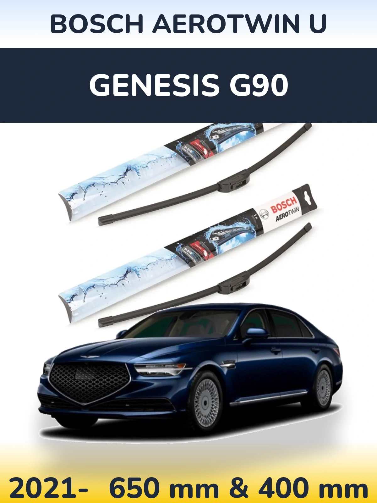 Komplet przednich wycieraczek BOSCH AeroTwin U 650 & 400 mm do Genesis G90 2021-2026