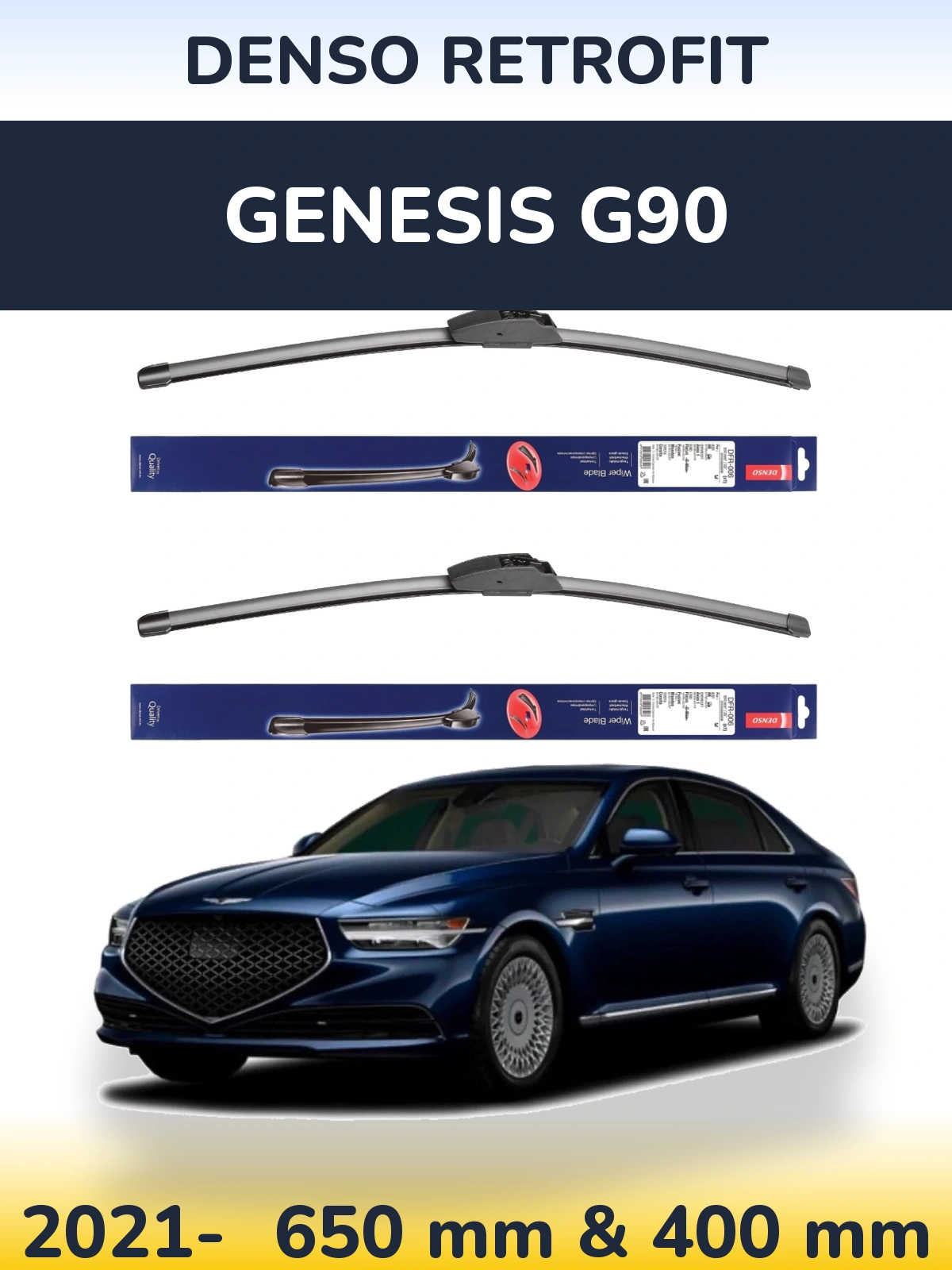 Комплект передних дворников Denso Retrofit 650 & 400 мм для Genesis G90 2021-2026