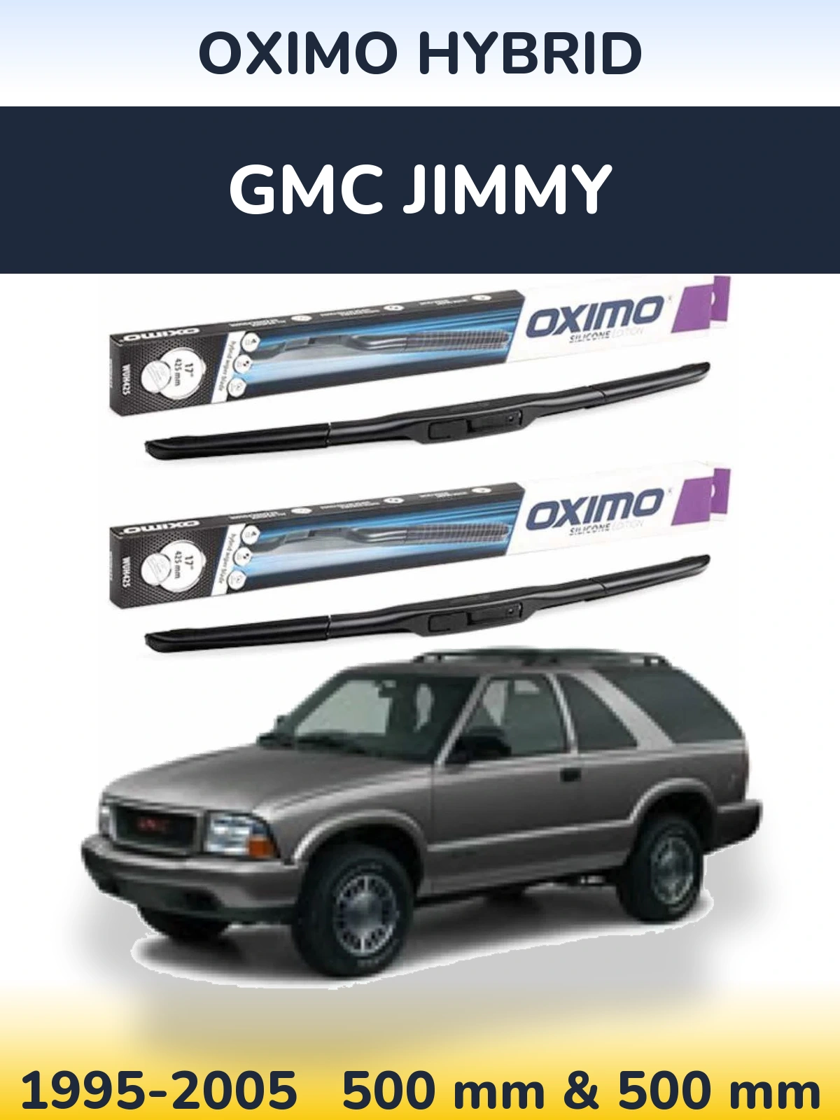 Комплект передних дворников Oximo Hybrid 500 & 500 мм для GMC Jimmy 1995-2005