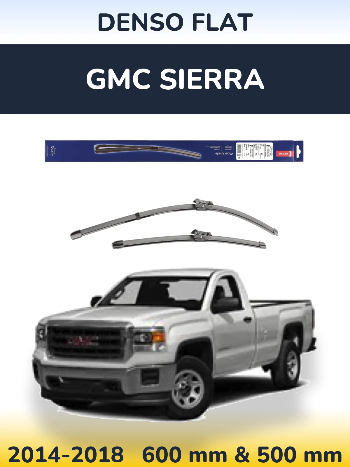 Front wiper blade set Denso Flat 600 & 500 мм for GMC Sierra 2014-2018