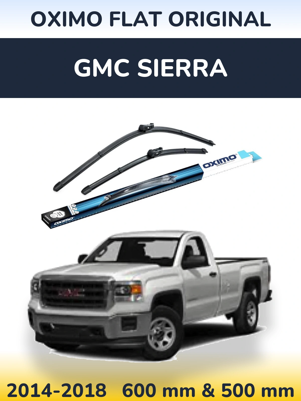 Front wiper blade set Oximo Flat Original 600 & 500 мм for GMC Sierra 2014-2018