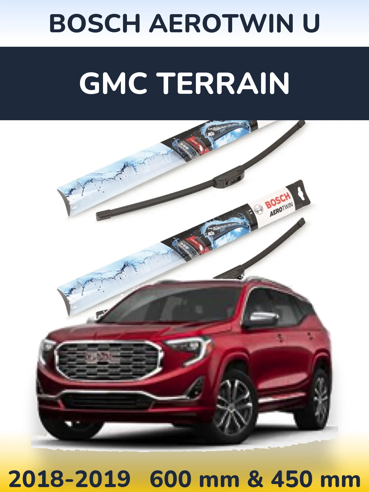 Комплект передніх щіток BOSCH AeroTwin U 600 & 450 мм для GMC Terrain 2018-2019