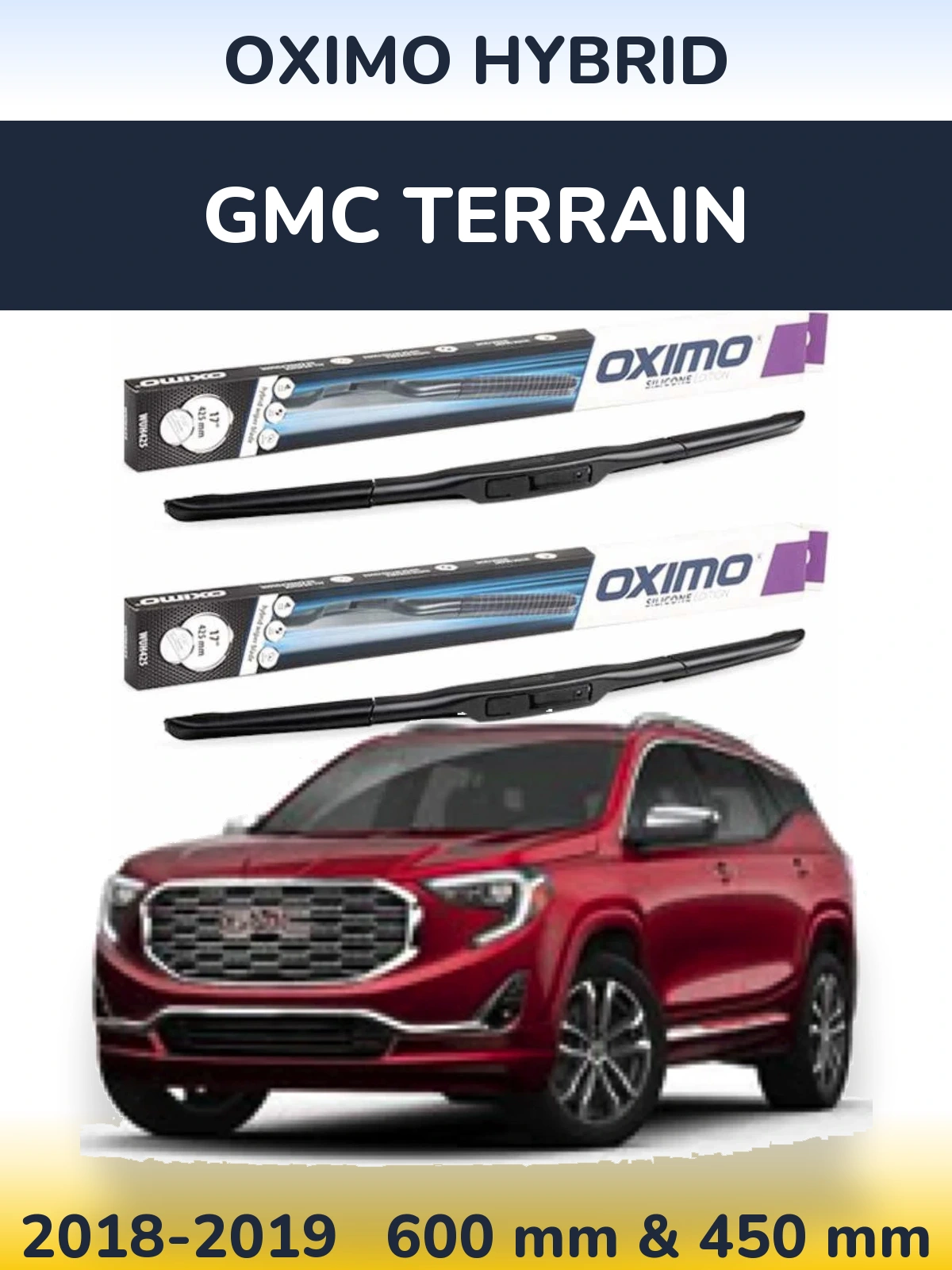 Комплект передних дворников Oximo Hybrid 600 & 450 мм для GMC Terrain 2018-2019