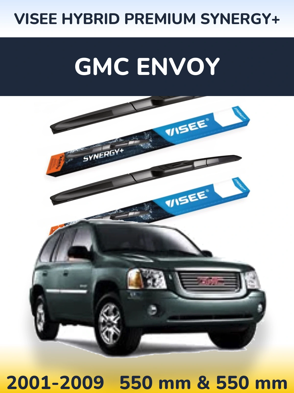 Комплект передніх щіток VISEE HYBRID PREMIUM SYNERGY+ 550 & 550 мм для GMC Envoy 2001-2009
