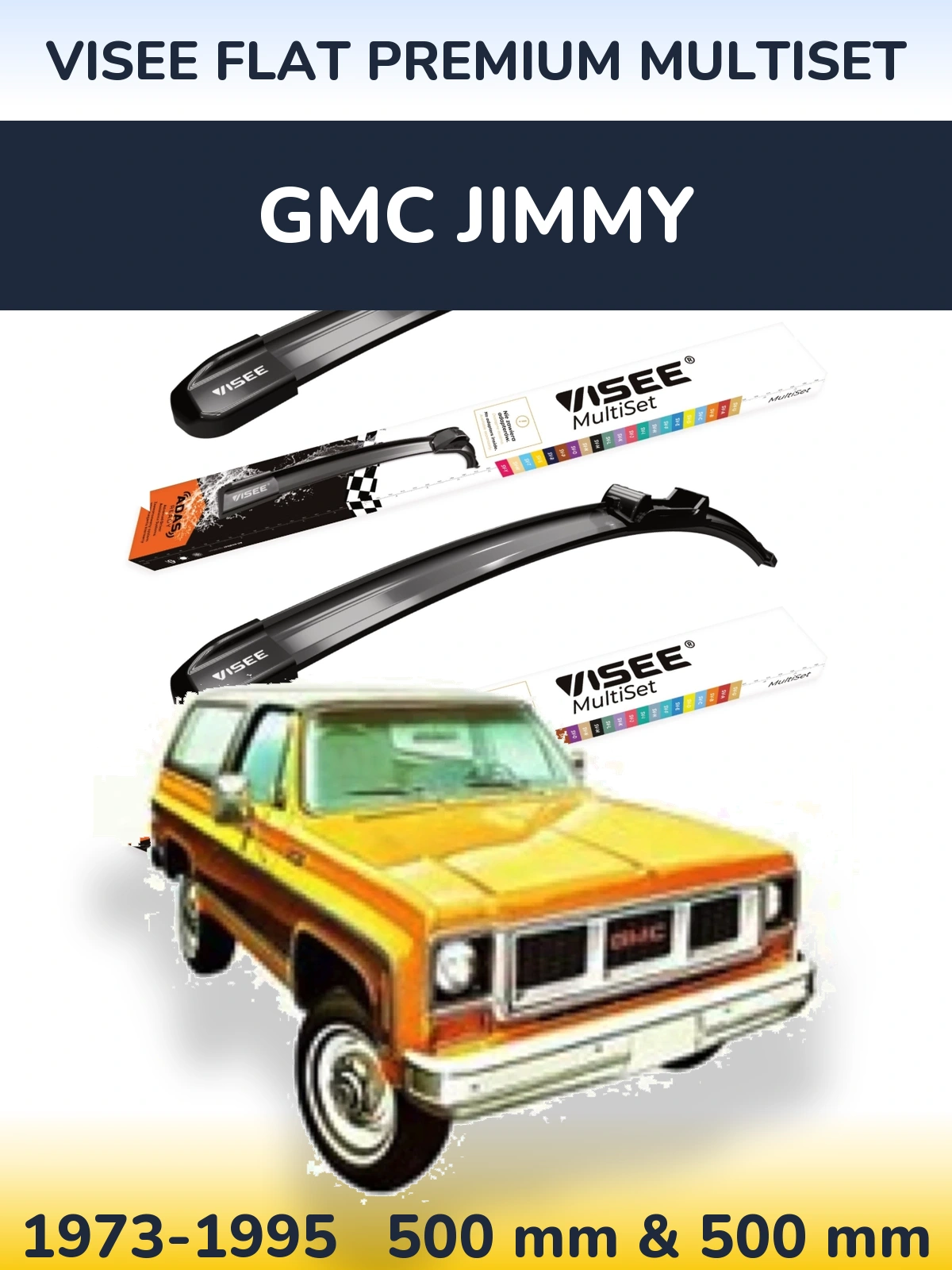 Komplet przednich wycieraczek VISEE FLAT PREMIUM MultiSet 500 & 500 mm do GMC Jimmy 1973-1995