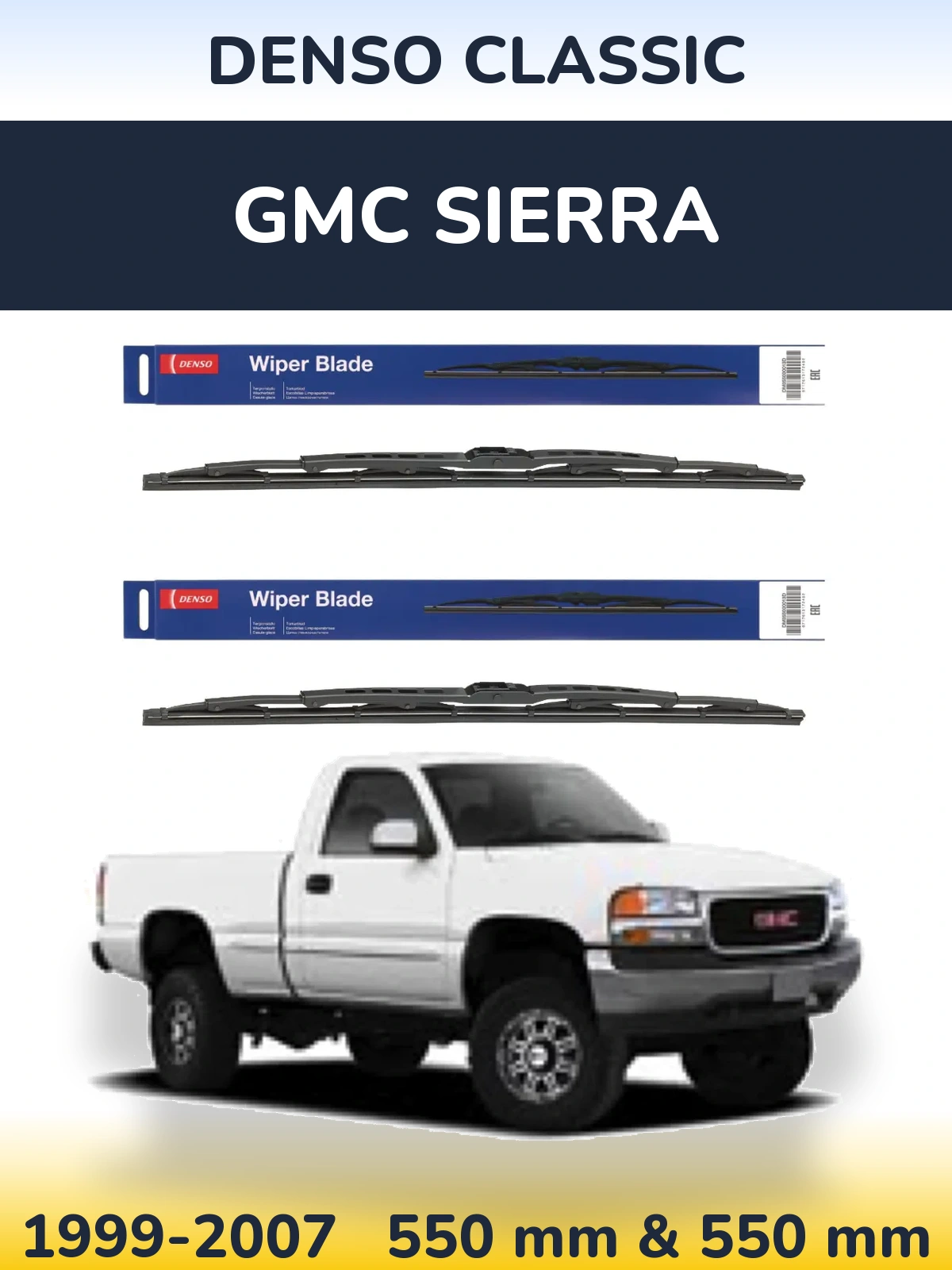 Komplet przednich wycieraczek Denso Classic 550 & 550 mm do GMC Sierra 1999-2007