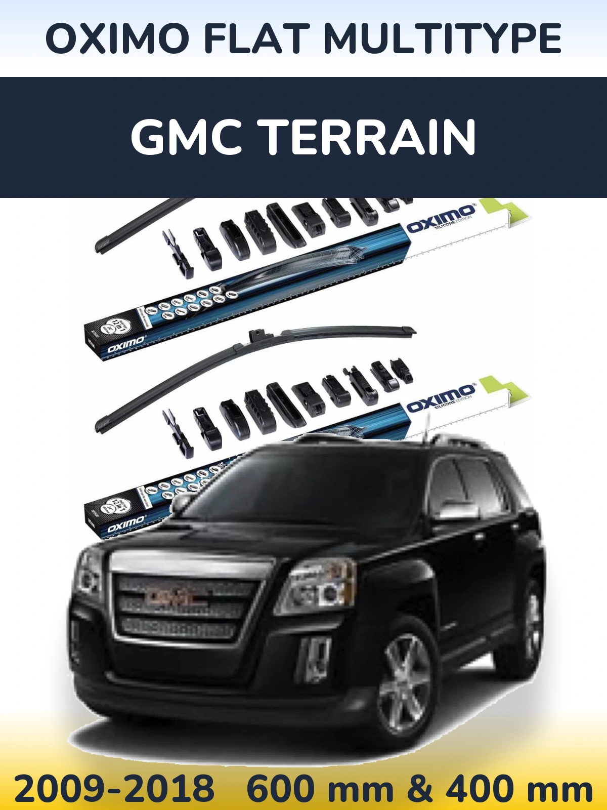 Front wiper blade set Oximo Flat MultiTypee 600 & 400 мм for GMC Terrain 2009-2018
