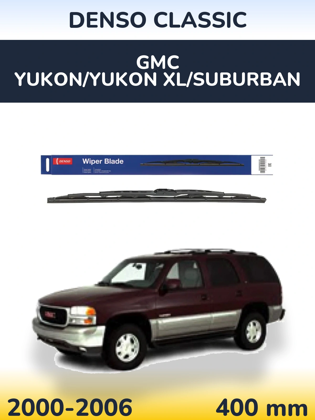 Rear wiper blade Denso Classic 400 mm for GMC Yukon/Yukon XL/Suburban 2000-2006
