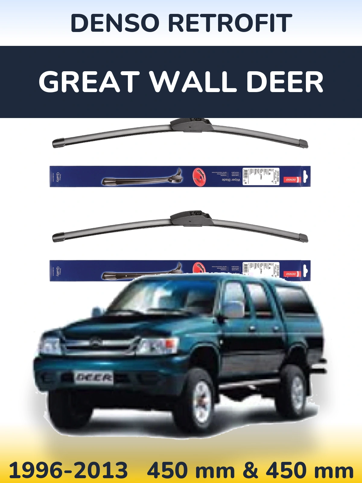 Komplet przednich wycieraczek Denso Retrofit 450 & 450 mm do Great Wall Deer 1996-2013