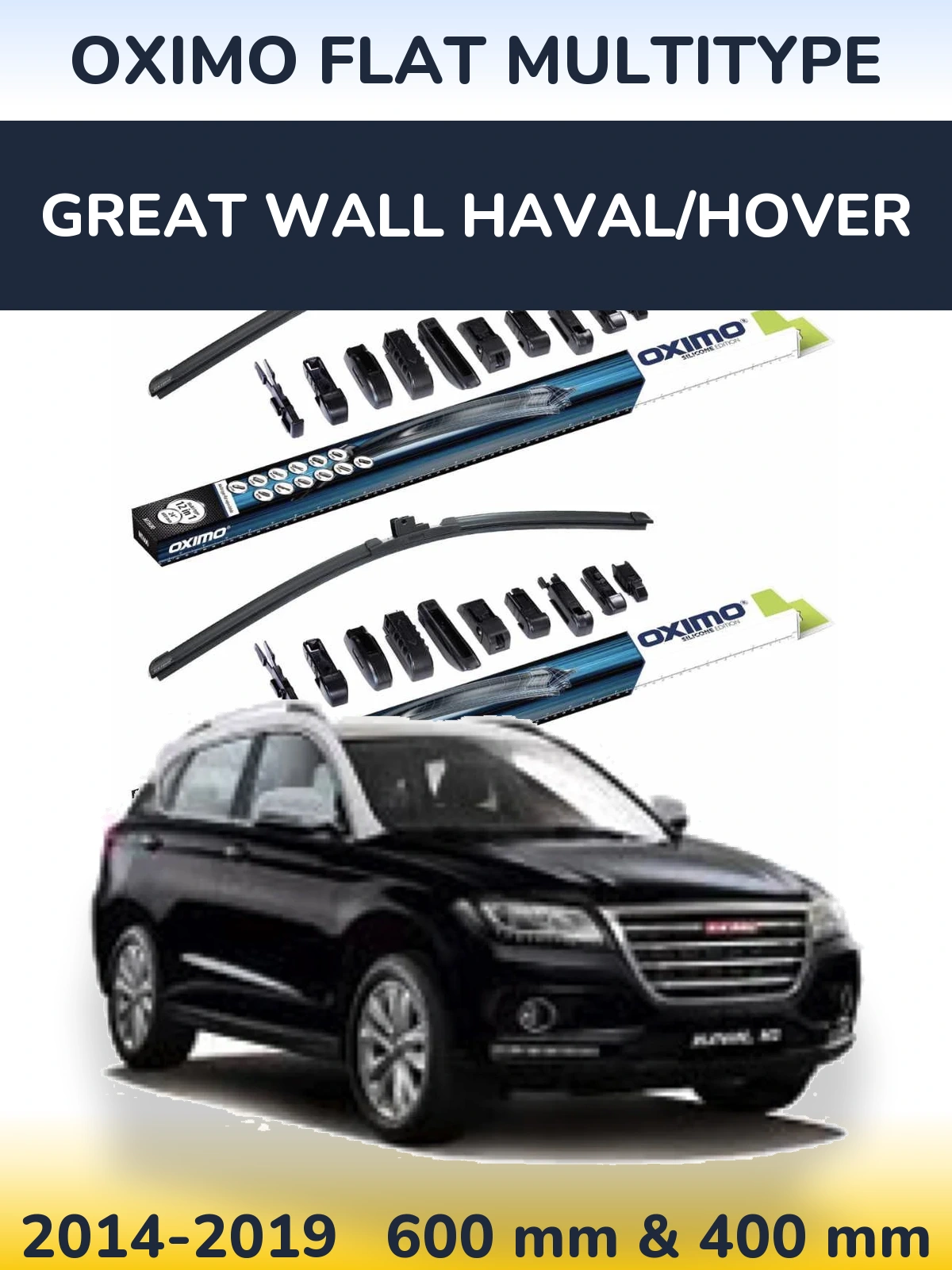 Front wiper blade set Oximo Flat MultiTypee 600 & 400 mm for Great Wall Haval/Hover 2014-2019
