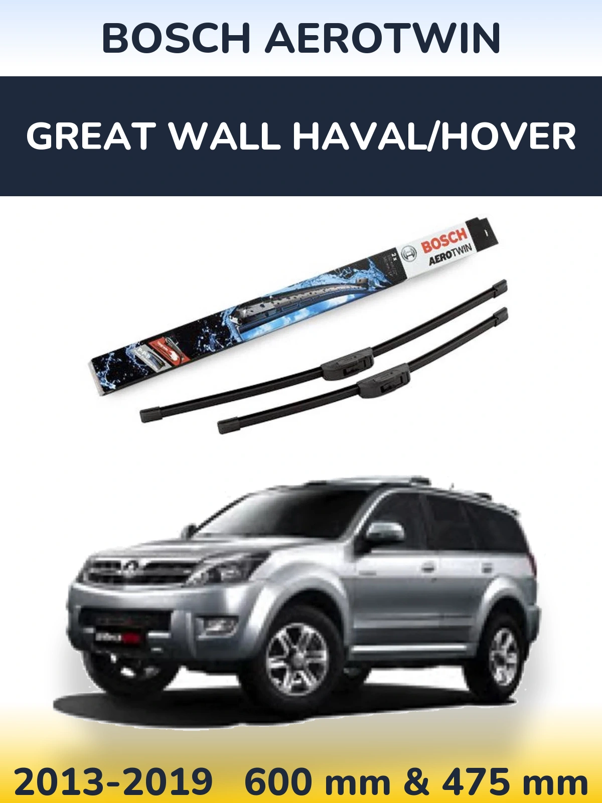 Komplet przednich wycieraczek BOSCH AeroTwin 600 & 475 mm do Great Wall Haval/Hover 2013-2019