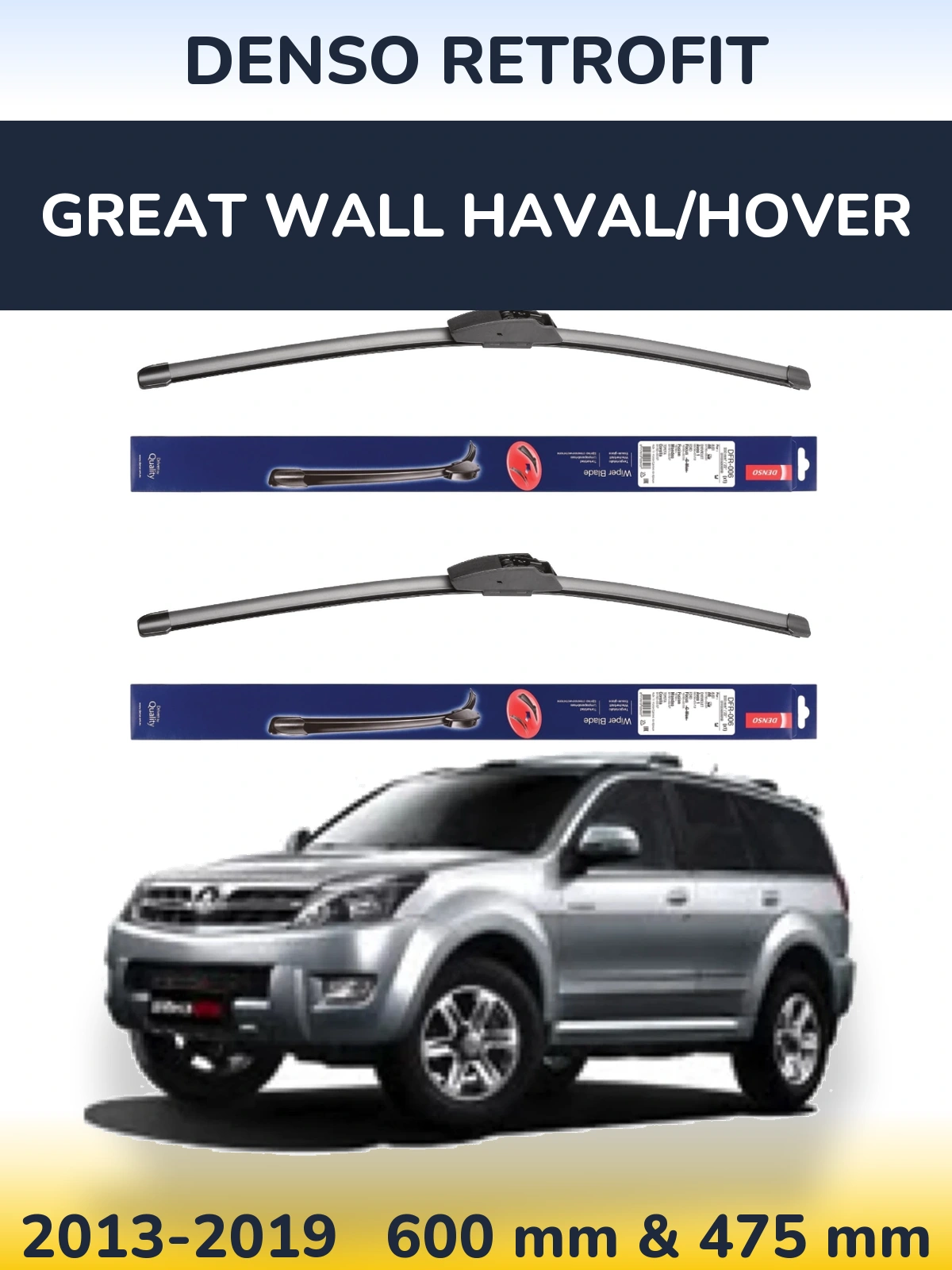 Front wiper blade set Denso Retrofit 600 & 475 мм for Great Wall Haval/Hover 2013-2019