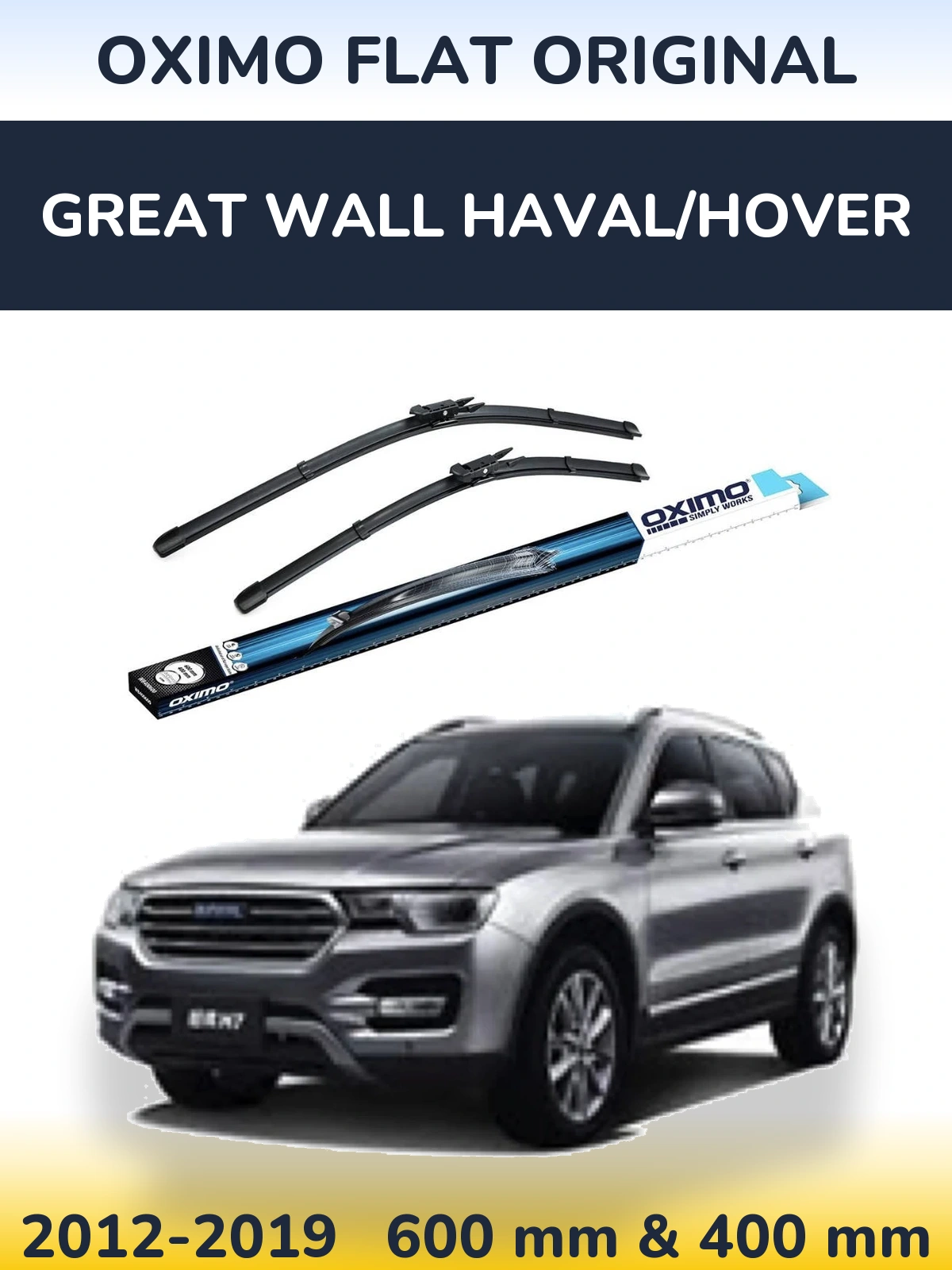 Комплект передних дворников Oximo Flat Original 600 & 400 мм для Great Wall Haval/Hover 2012-2019