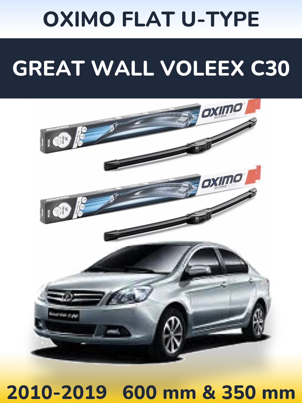 Komplet przednich wycieraczek Oximo Flat U-type 600 & 350 mm do Great Wall Voleex C30 2010-2019
