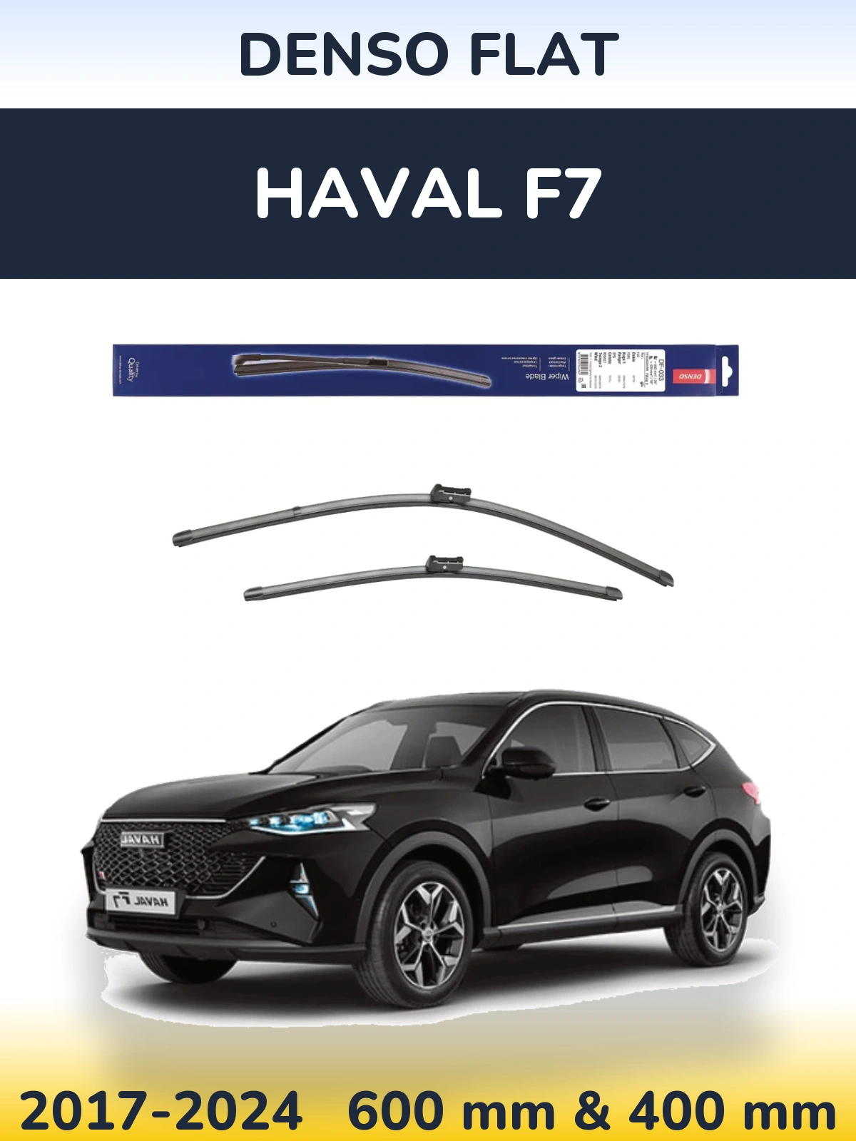 Front wiper blade set Denso Flat 600 & 400 mm for Haval F7 2017-2024
