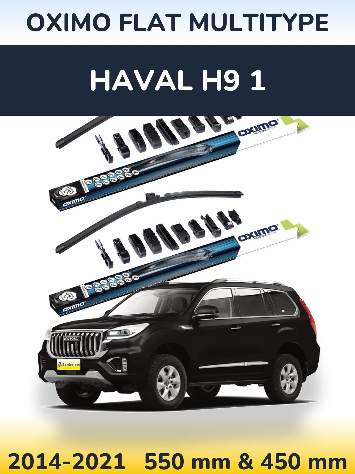 Front wiper blade set Oximo Flat MultiTypee 550 & 450 мм for Haval H9 1 2014-2021