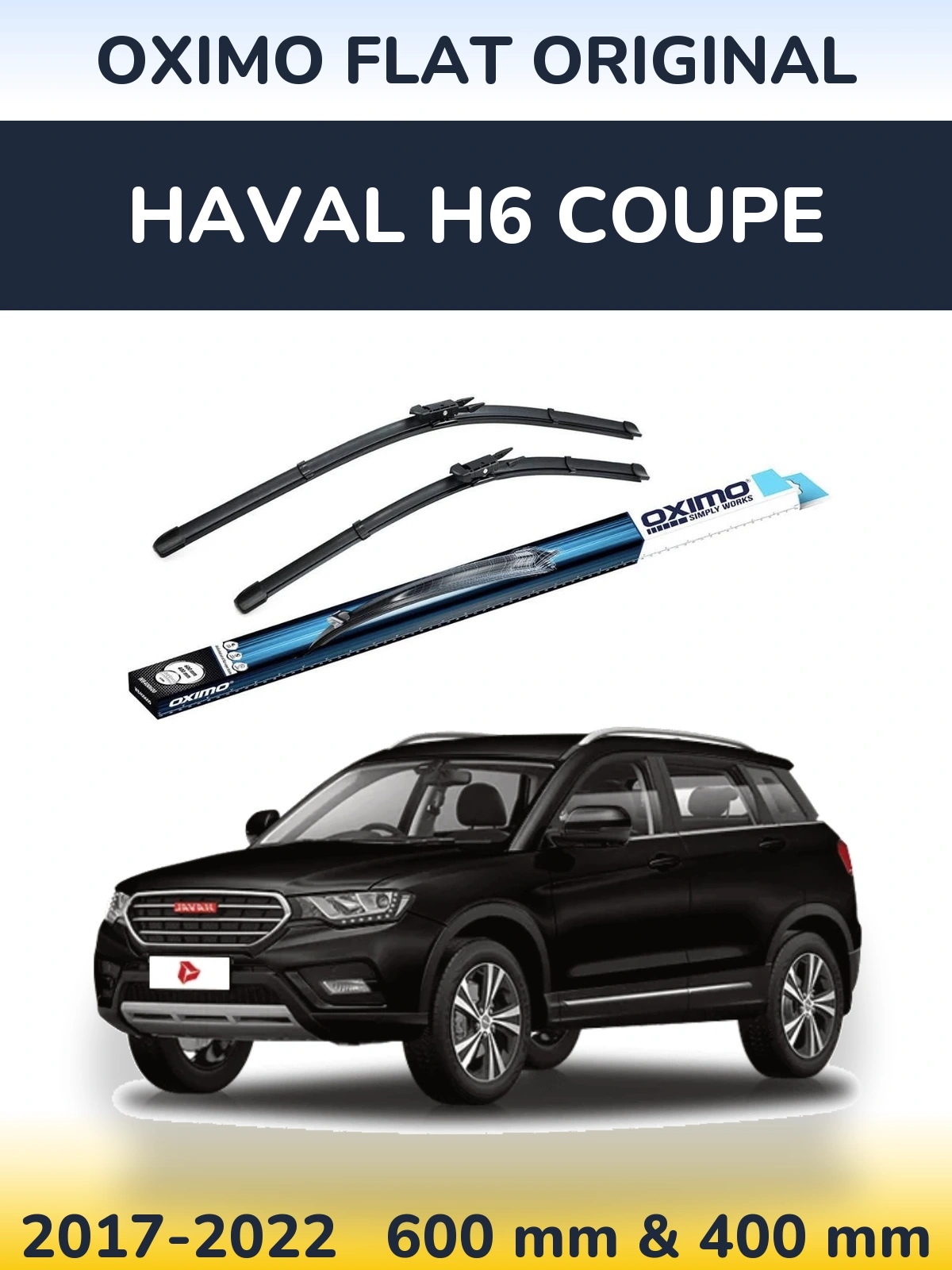 Комплект передних дворников Oximo Flat Original 600 & 400 мм для Haval H6 coupe 2017-2022