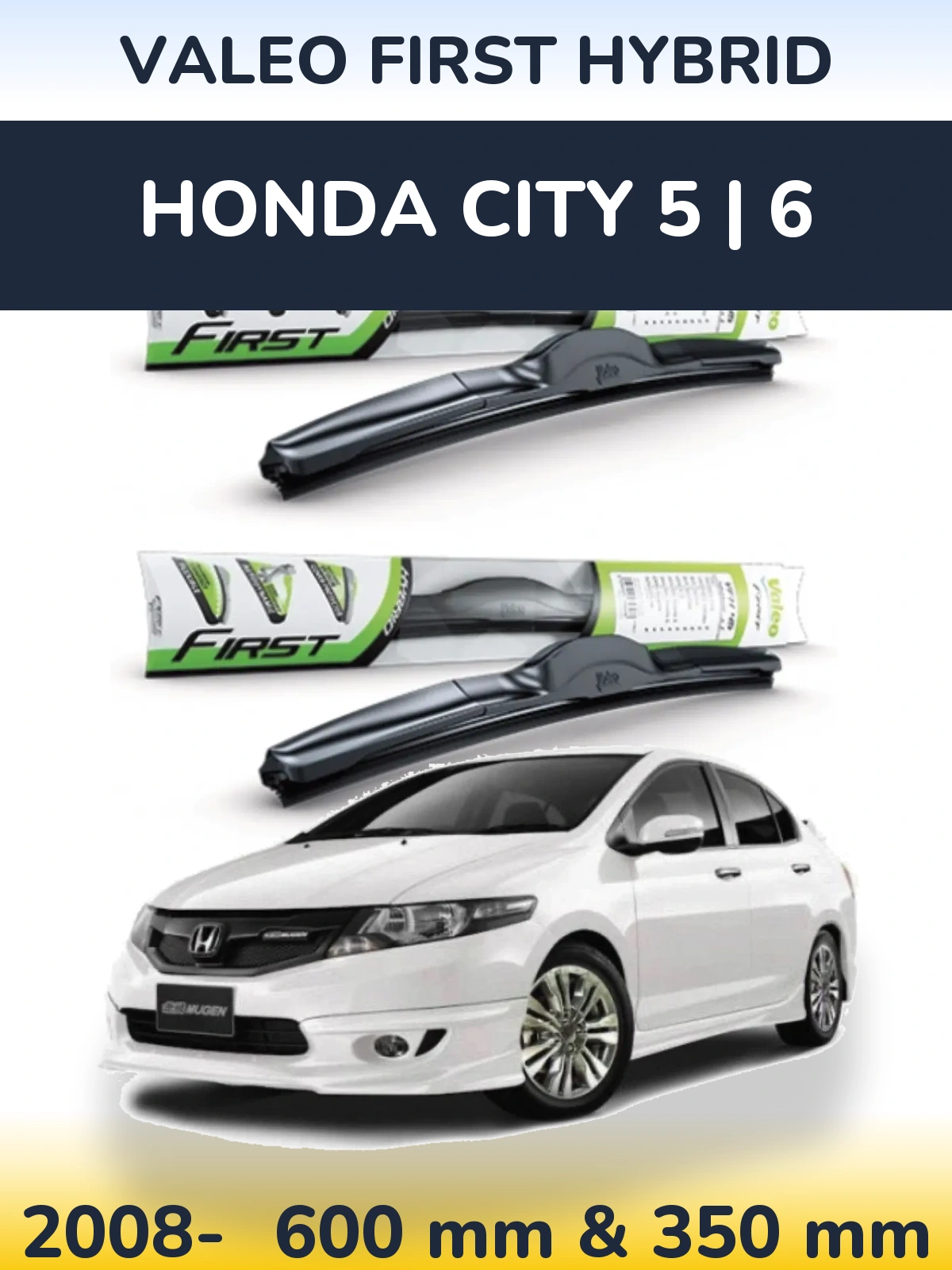 Комплект передніх щіток Valeo First Hybrid 600 & 350 мм для Honda City 5 | 6 2008-2026