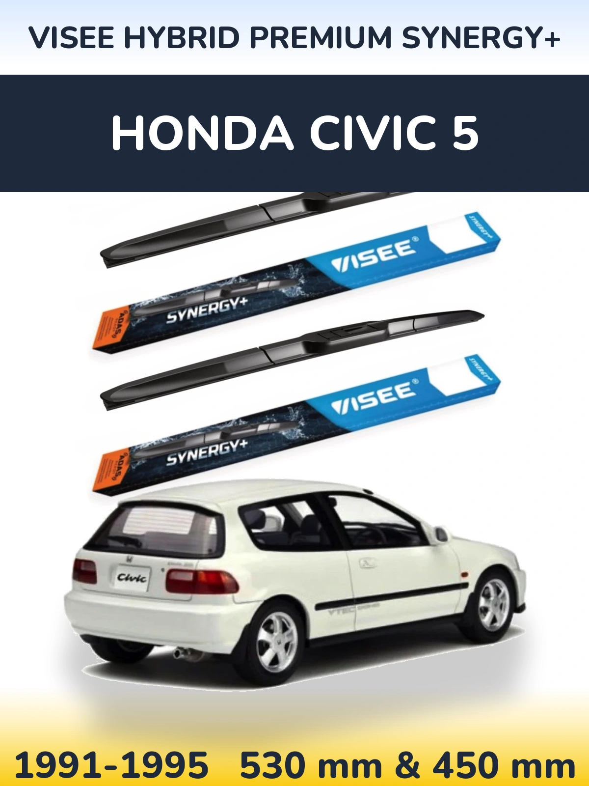 Front wiper blade set VISEE HYBRID PREMIUM SYNERGY+ 530 & 450 мм for Honda Civic 5 1991-1995
