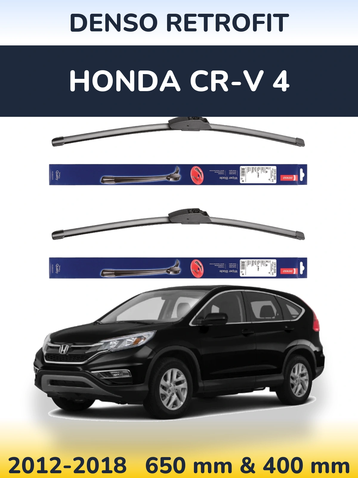 Front wiper blade set Denso Retrofit 650 & 400 мм for Honda CR-V 4 2012-2018