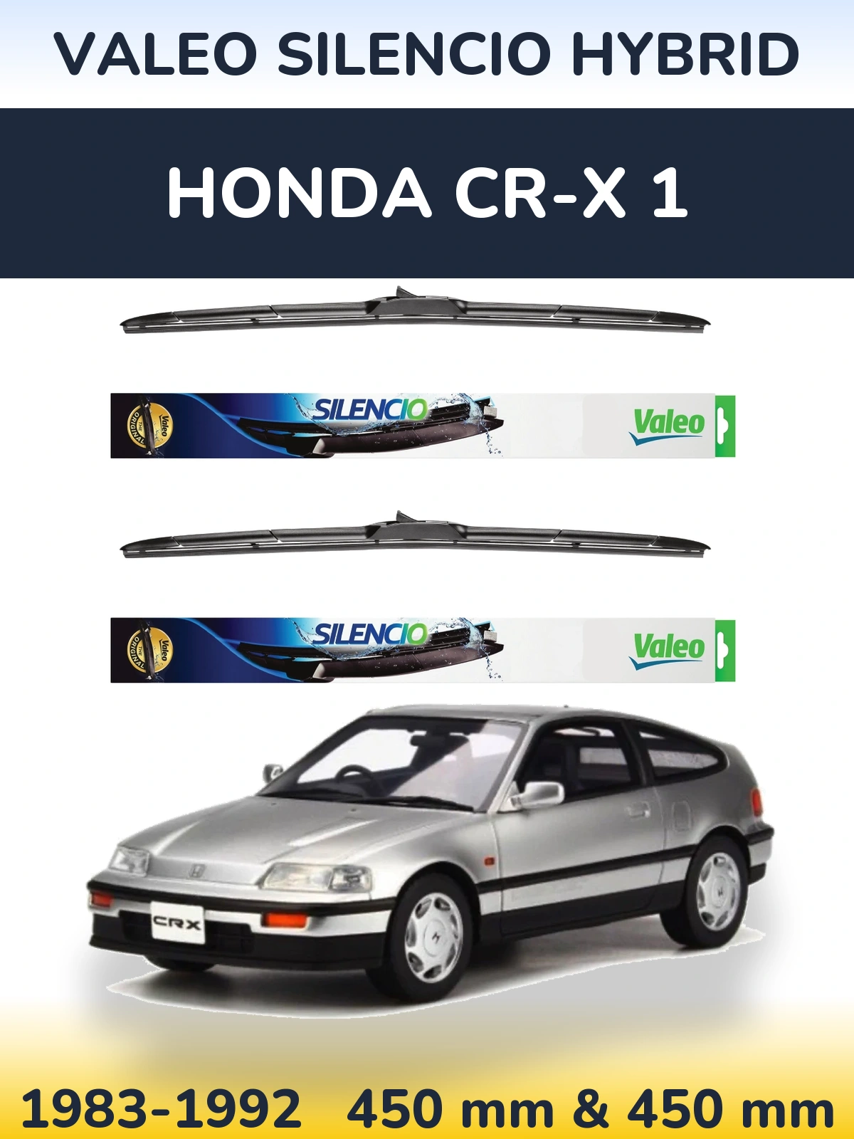 Комплект передних дворников Valeo Silencio Hybrid 450 & 450 мм для Honda CR-X 1 1983-1992