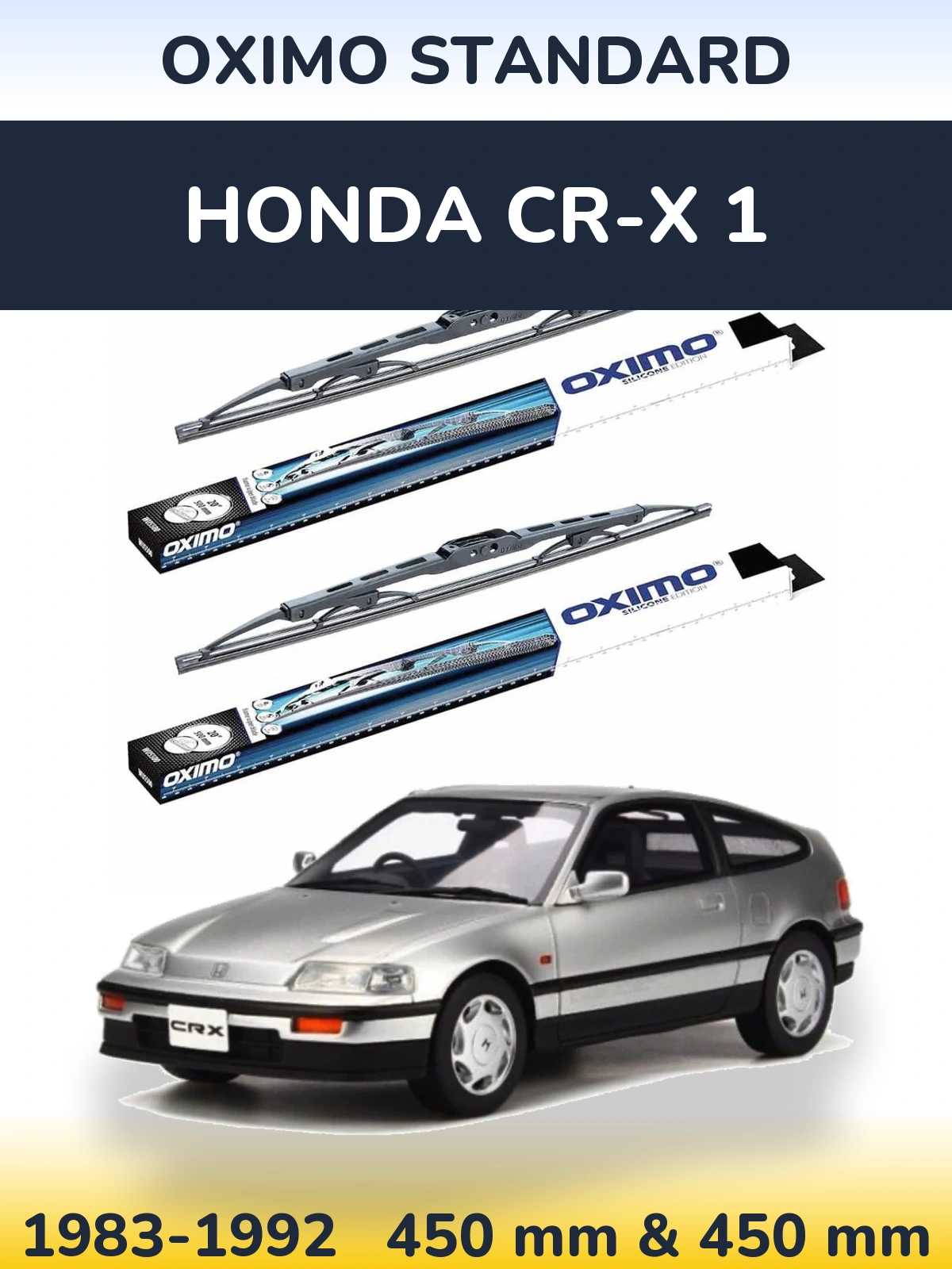 Front wiper blade set Oximo Standard 450 & 450 мм for Honda CR-X 1 1983-1992