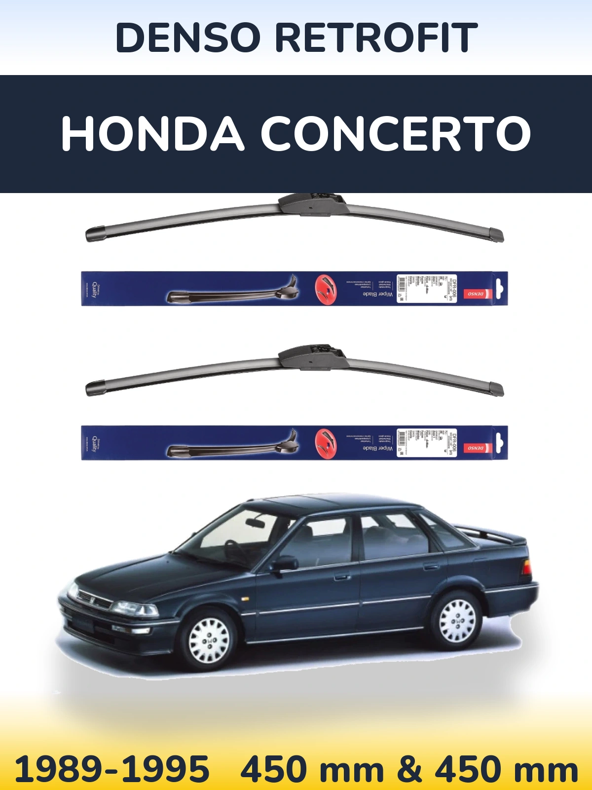 Front wiper blade set Denso Retrofit 450 & 450 мм for Honda Concerto 1989-1995