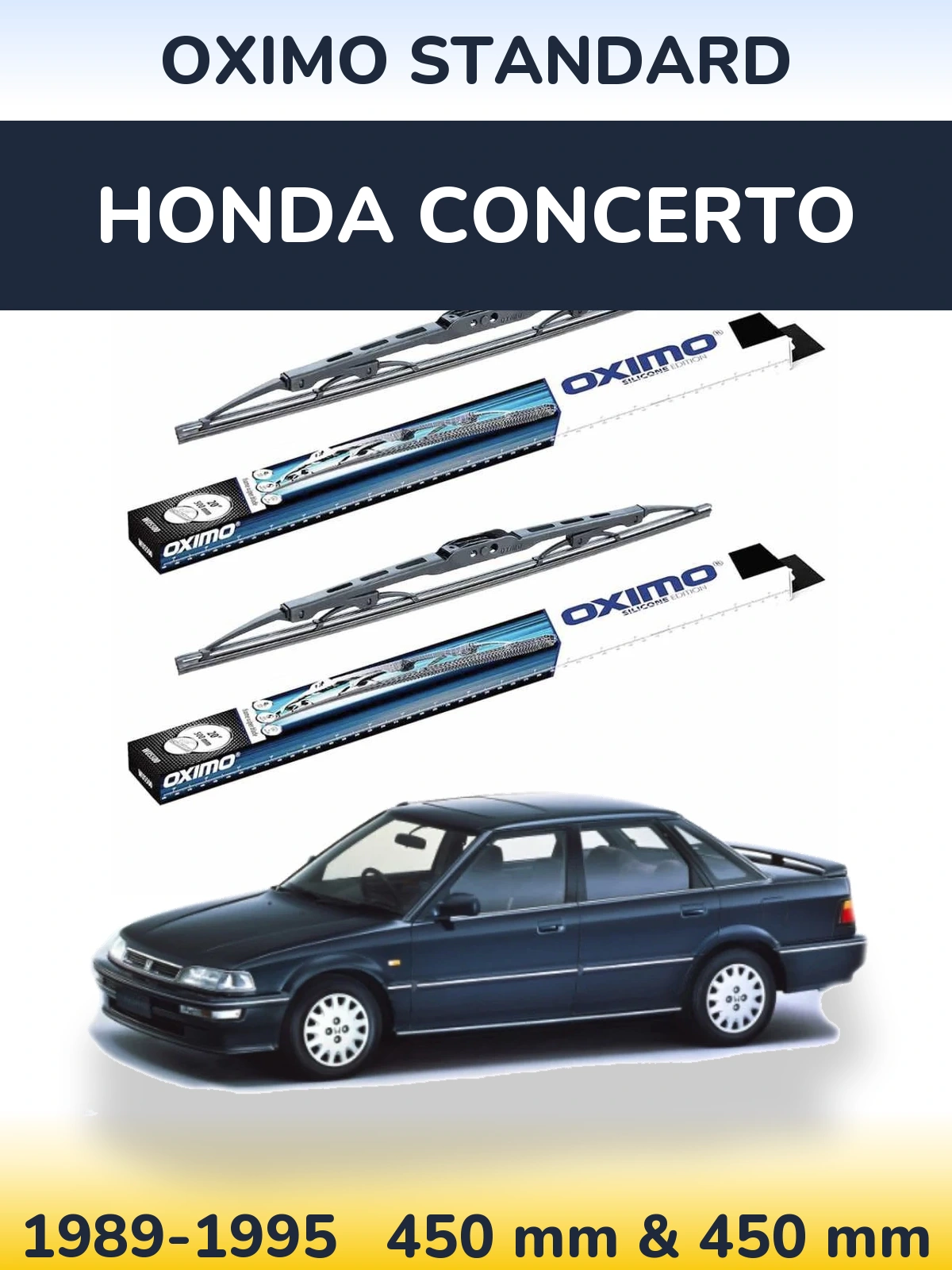 Front wiper blade set Oximo Standard 450 & 450 mm for Honda Concerto 1989-1995