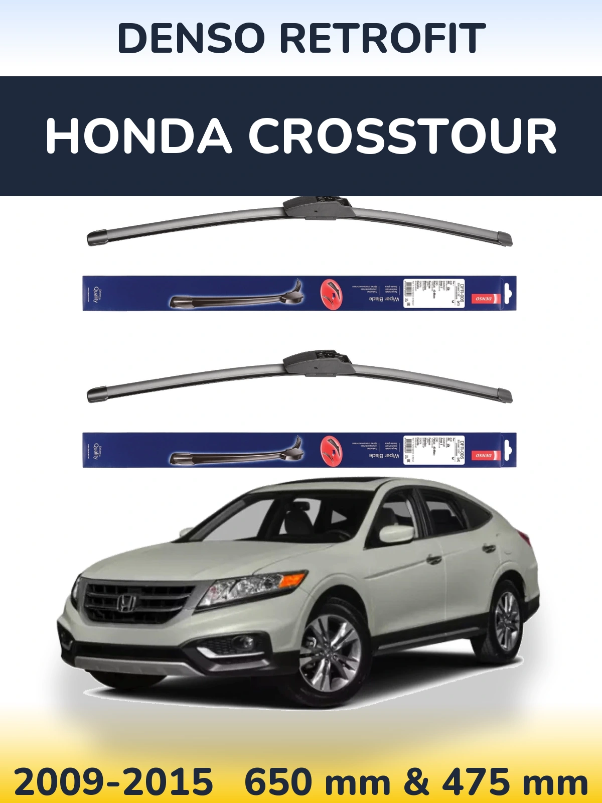 Front wiper blade set Denso Retrofit 650 & 475 мм for Honda Crosstour 2009-2015
