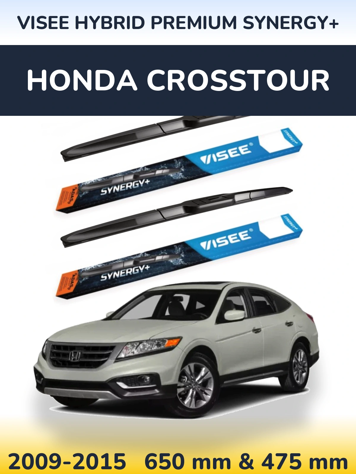 Комплект передніх щіток VISEE HYBRID PREMIUM SYNERGY+ 650 & 475 мм для Honda Crosstour 2009-2015