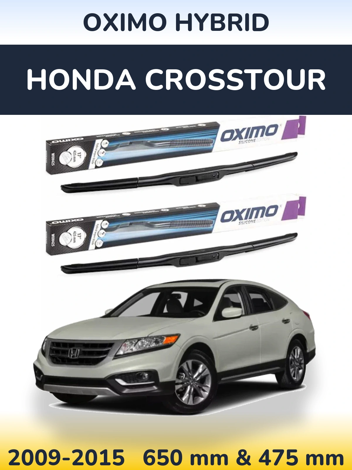 Front wiper blade set Oximo Hybrid 650 & 475 мм for Honda Crosstour 2009-2015
