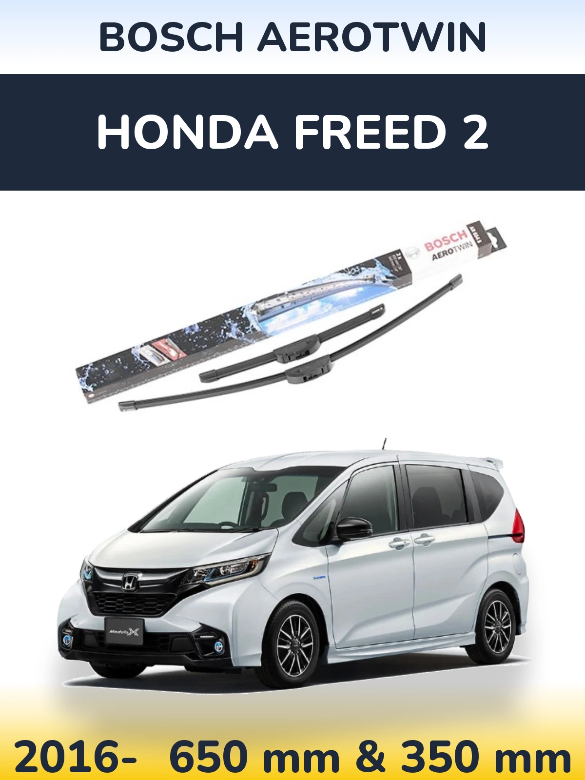Komplet przednich wycieraczek BOSCH AeroTwin 650 & 350 mm do Honda Freed 2 2016-2026