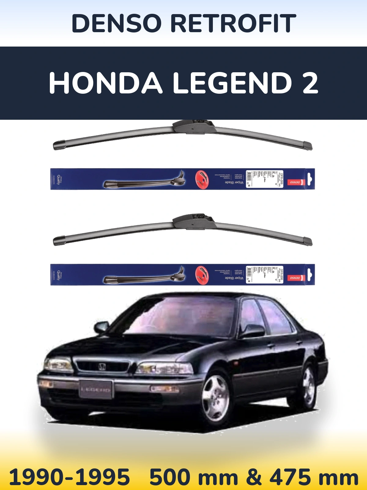 Front wiper blade set Denso Retrofit 500 & 475 мм for Honda Legend 2 1990-1995