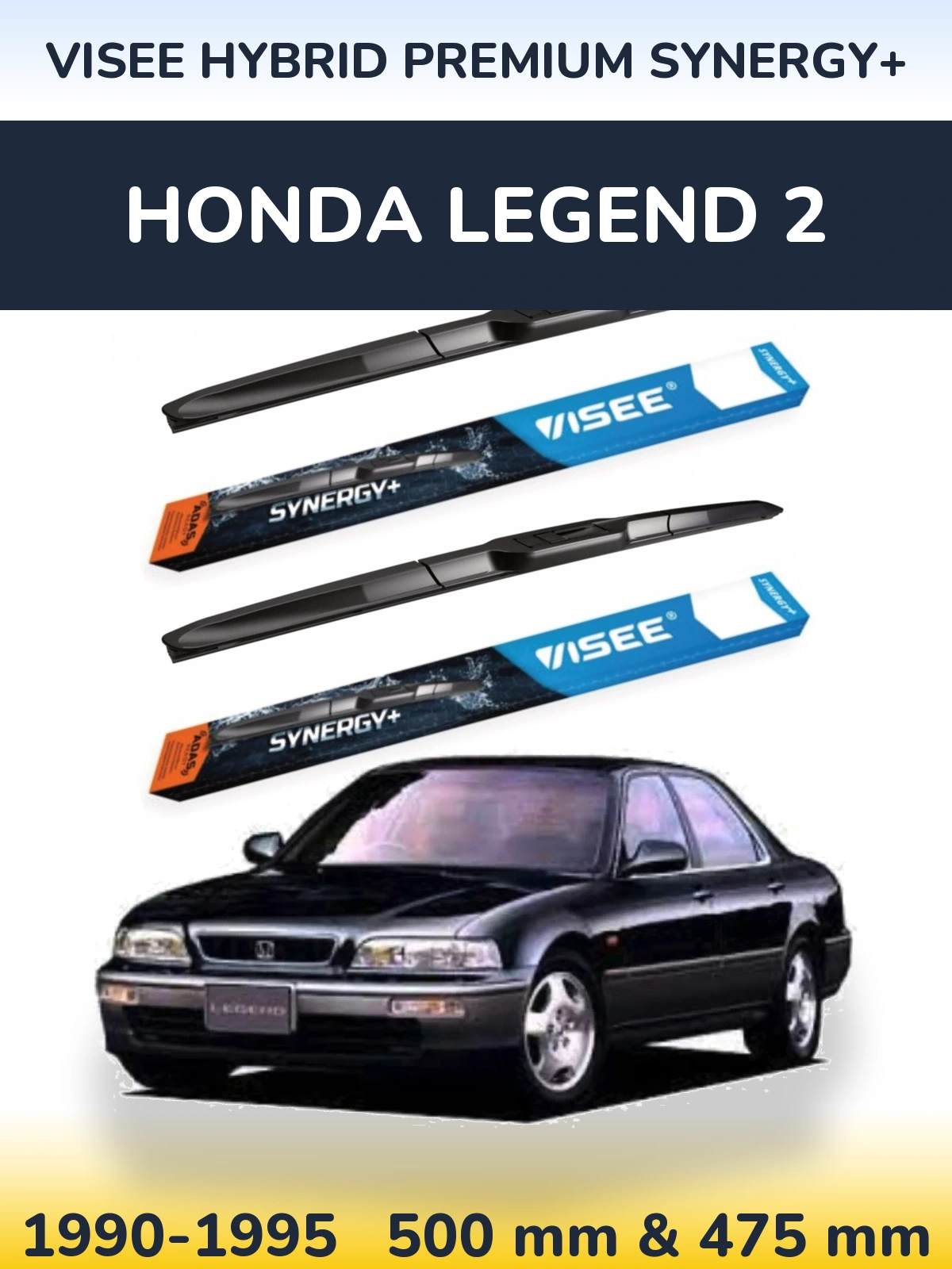 Комплект передніх щіток VISEE HYBRID PREMIUM SYNERGY+ 500 & 475 мм для Honda Legend 2 1990-1995