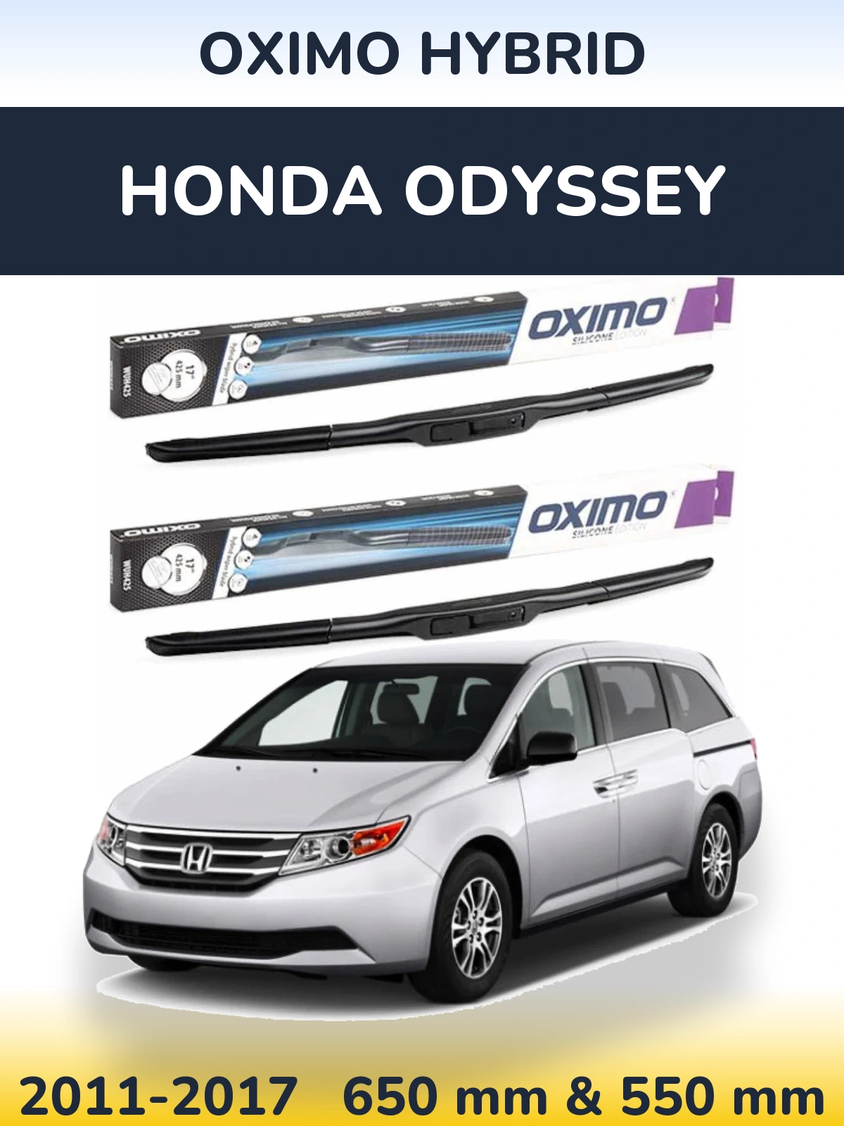 Komplet przednich wycieraczek Oximo Hybrid 650 & 550 mm do Honda Odyssey 4 2011-2017