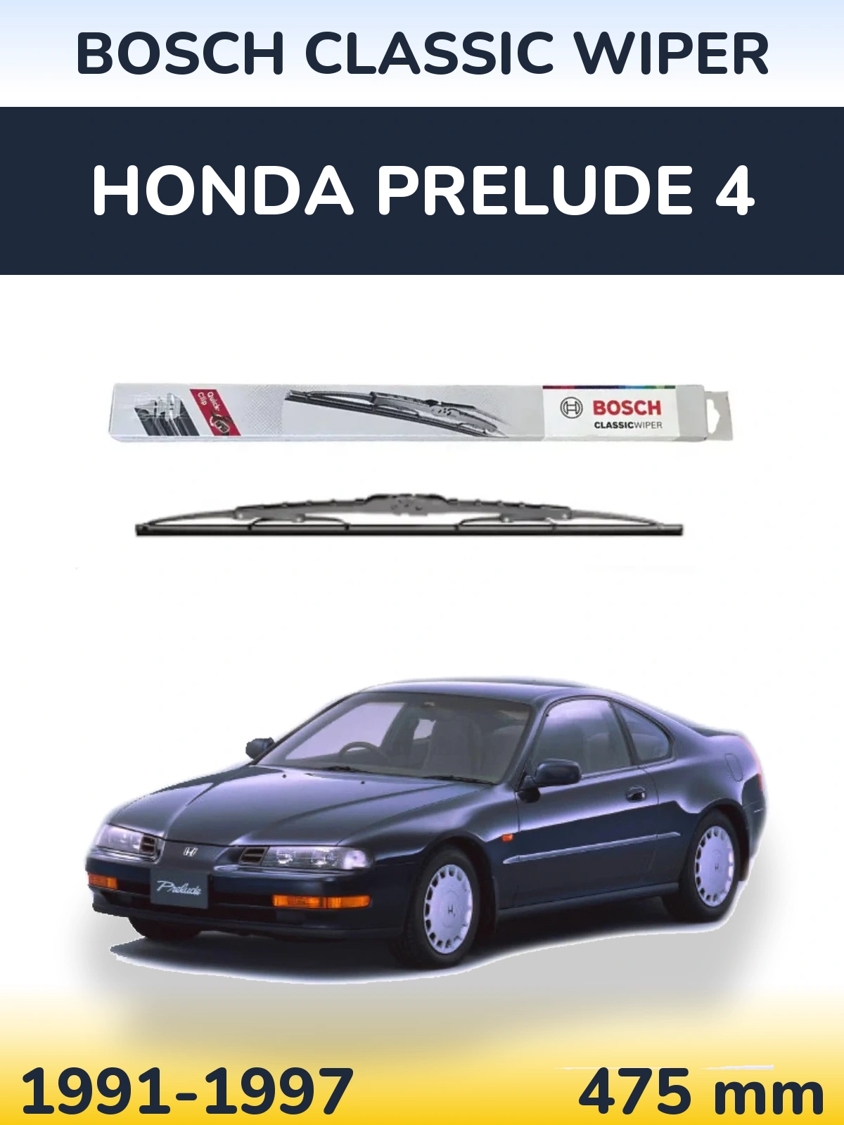 Rear wiper blade BOSCH Classic Wiper 475 mm for Honda Prelude 4 1991-1997