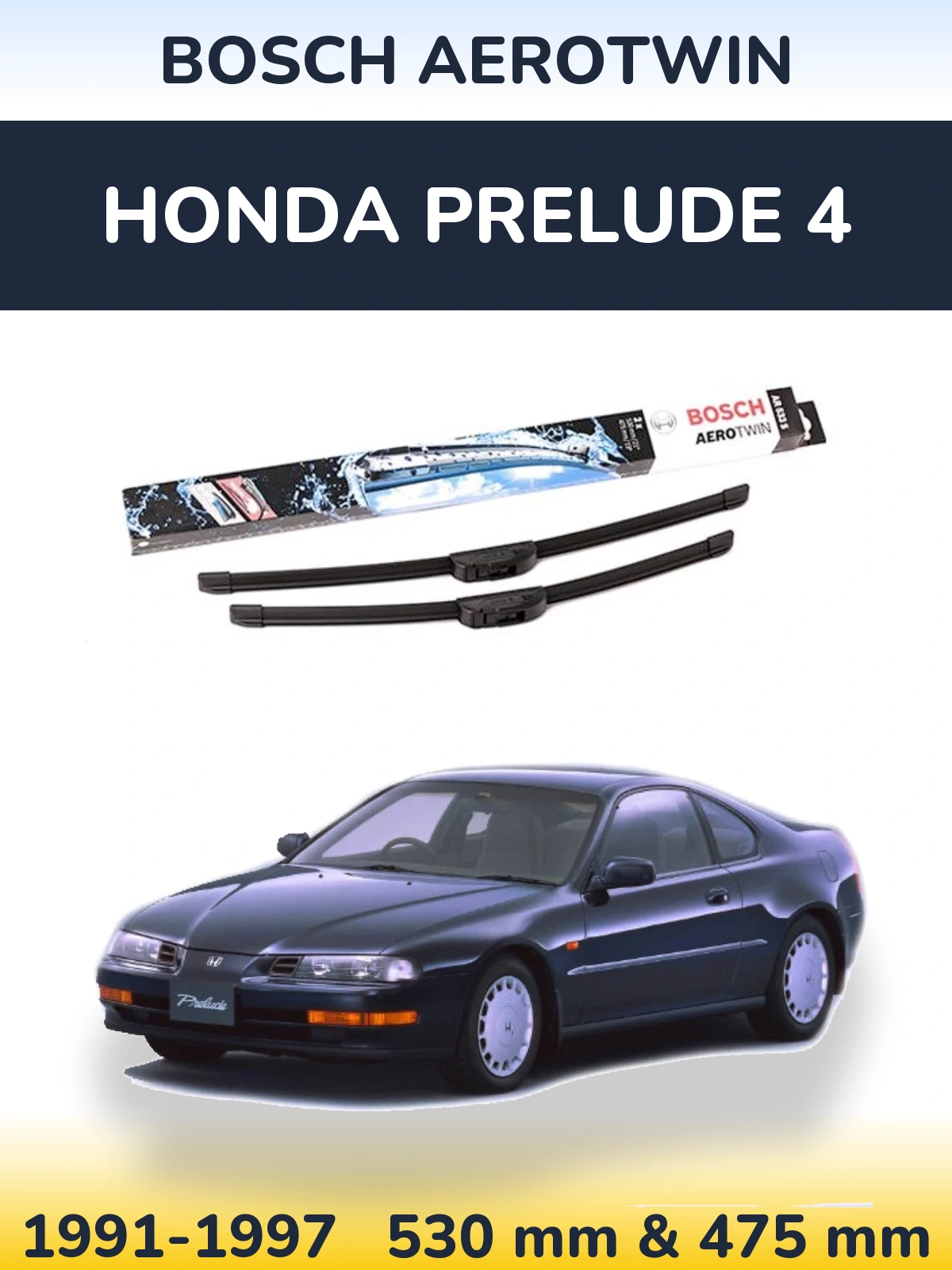 Комплект передніх щіток BOSCH AeroTwin 530 & 475 мм для Honda Prelude 4 1991-1997