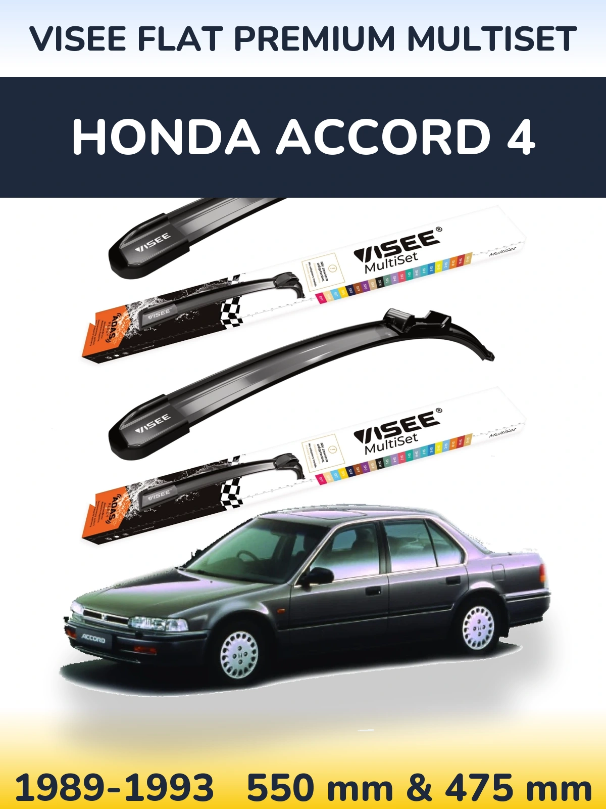 Komplet przednich wycieraczek VISEE FLAT PREMIUM MultiSet 550 & 475 mm do Honda Accord 4 1989-1993