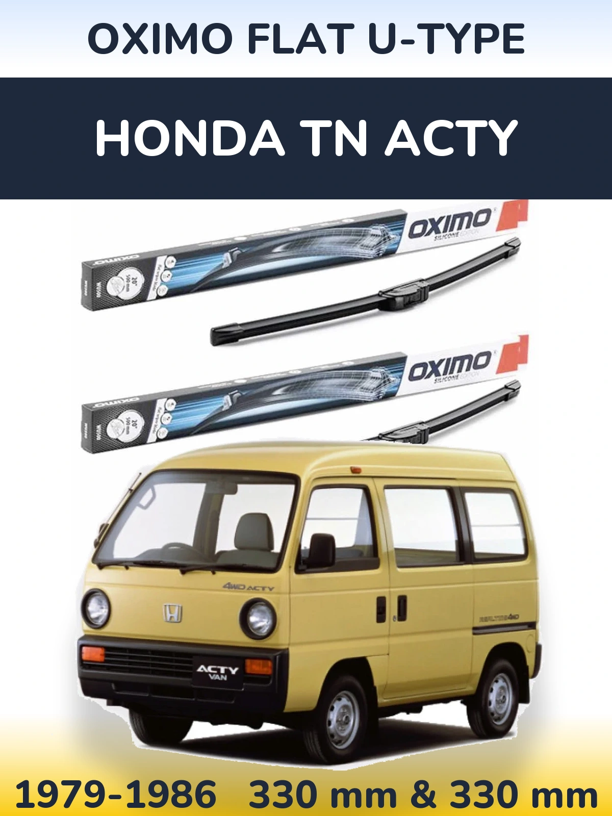 Комплект передних дворников Oximo Flat U-type 330 & 330 мм для Honda TN Acty 1979-1986