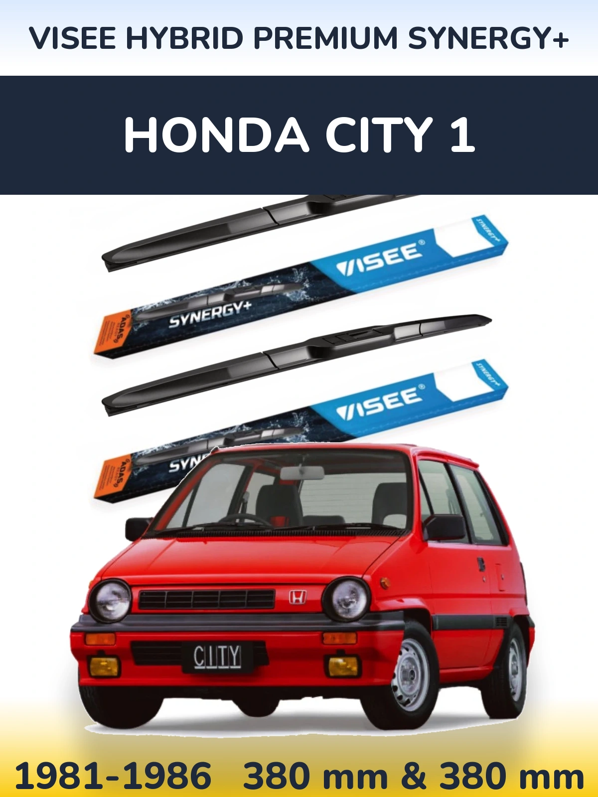 Комплект передніх щіток VISEE HYBRID PREMIUM SYNERGY+ 380 & 380 мм для Honda City 1 1981-1986